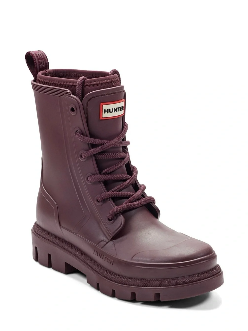 Hunter Women's Diana waterproof limited edition Burgundy Lace-Up Rain Boots 8